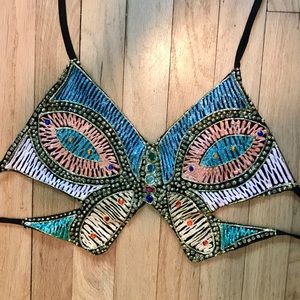 Vintage Hand painted butterfly top